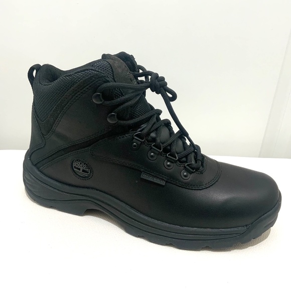 Timberland Men\'s White Ledge Black Leather Waterproof Hiking Boot Winter Snow 10